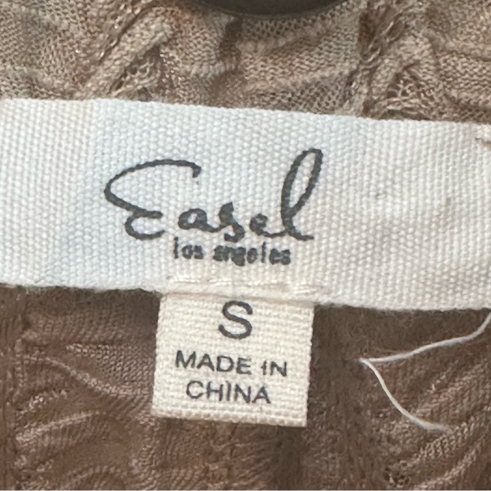 NWOT Easel Brown Textured Fabric Wide Leg Pants - Picture 3 of 8